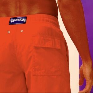 NEW Vilebrequin MOOREA Swim Trunks 🩳 Patterned when wet MEDLAR Orange MEDIUM